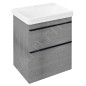 Sapho Sitia - Meuble lavabo 70x56x44 cm, 2 tiroirs, chêne argenté SI060-1111