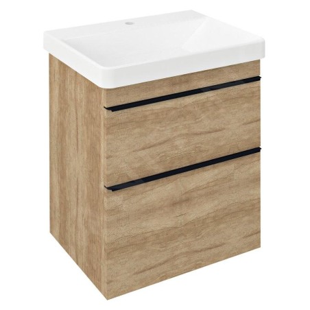 Sapho Sitia - Meuble-lavabo 70x56x44 cm, 2 tiroirs, chêne Alabama SI060-2222