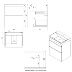 Sapho Sitia - Meuble-lavabo 70x56x44 cm, 2 tiroirs, chêne Alabama SI060-2222