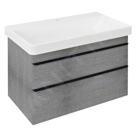 Sapho Sitia - Meuble lavabo 76x50x44 cm, 2 tiroirs, chêne argenté SI080-1111