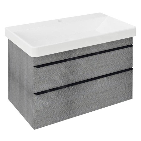 Sapho Sitia - Meuble lavabo 76x50x44 cm, 2 tiroirs, chêne argenté SI080-1111