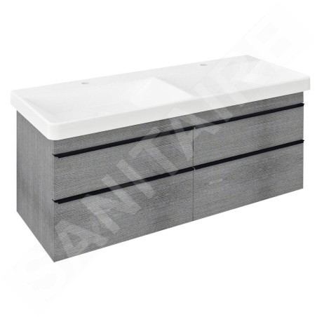 Sapho Sitia - Meuble lavabo 116x50x44 cm, 4 tiroirs, chêne argenté SI120-1111