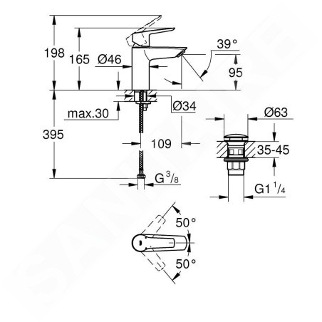 Grohe QuickFix Start - Mitigeur de lavabo avec vidage Push-Open, chrome 23550002