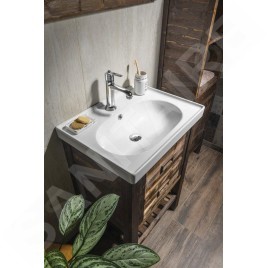 Sapho Brand - Meuble lavabo 89x60x45 cm, 2 tiroirs, épicéa teinté BA068S