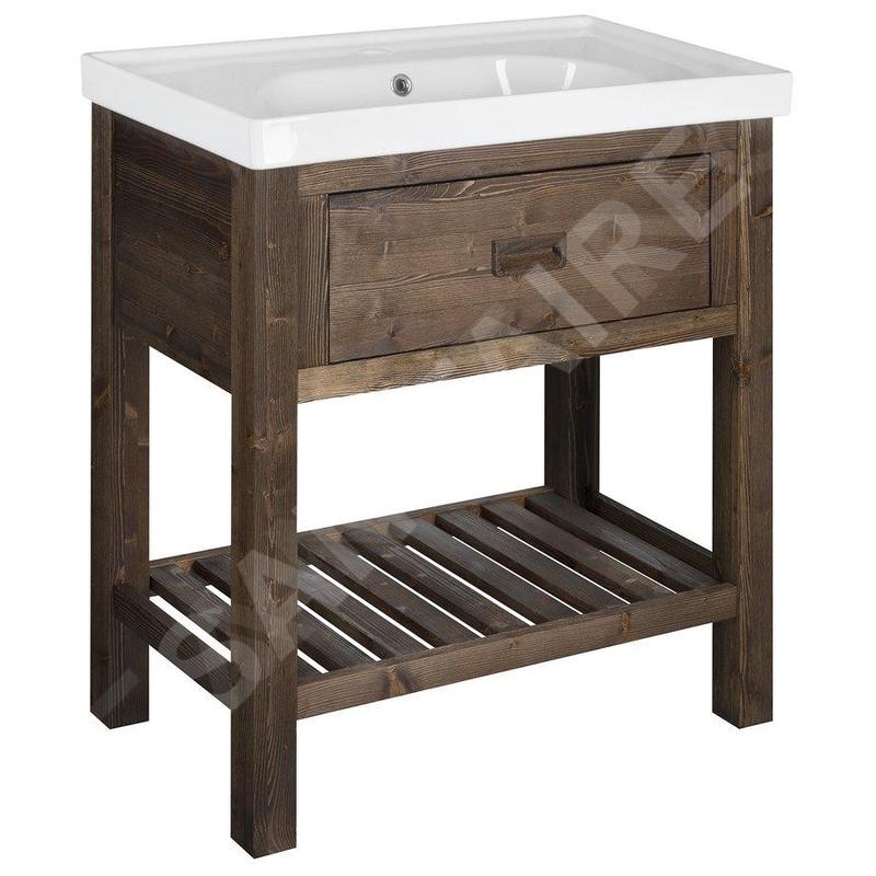 Sapho Brand - Meuble lavabo 89x80x45 cm, 1 tiroir, épicéa teinté BA088S Sapho Brand - Meuble lavabo 89x80x45 cm, 1 tiroir, épicéa teinté BA088S