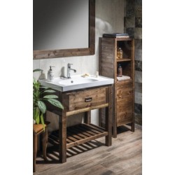 Sapho Brand - Meuble lavabo 89x80x45 cm, 1 tiroir, épicéa teinté BA088S