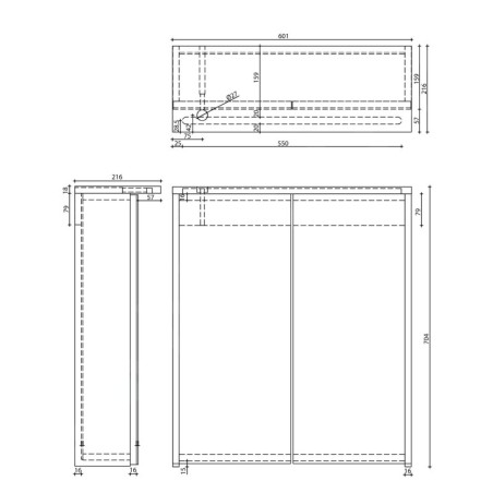 Aqualine Accessoires - Armoire de toilette avec éclairage LED, 60x70x22 cm, blanc WGL60S