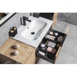 Sapho Cirasa - Meuble-lavabo 100x52x46 cm, 2 tiroirs, chêne Alabama strip CR100-2322