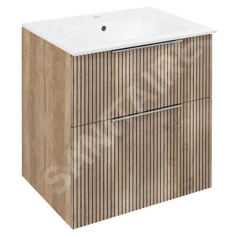 Sapho Cirasa - Meuble-lavabo 59x64x46 cm, 2 tiroirs, chêne Alabama strip CR601-2322 Sapho Cirasa - Meuble-lavabo 59x64x46 cm, 2 tiroirs, chêne Alabama strip CR601-2322