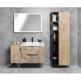 Sapho Cirasa - Meuble-lavabo 59x64x46 cm, 2 tiroirs, chêne Alabama strip CR601-2322