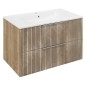 Sapho Cirasa - Meuble-lavabo 80x52x46 cm, 2 tiroirs, chêne Alabama strip CR801-2322