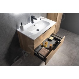 Sapho Cirasa - Meuble-lavabo 80x52x46 cm, 2 tiroirs, chêne Alabama strip CR801-2322