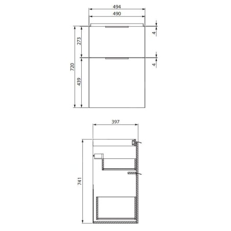 Cersanit City - Meuble-lavabo, 72x49x40 cm, 2 tiroirs, blanc S584-016-DSM