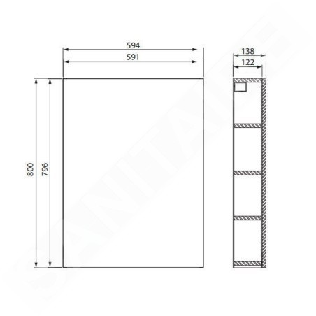 Cersanit City - Armoire 80x59x14 cm, 1 porte, charnières L/P, blanc S584-021-DSM