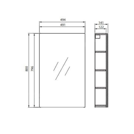 Cersanit City - Armoire à miroir, 80x49x14 cm, 1 porte, charnières G/D, blanc S584-023-DSM