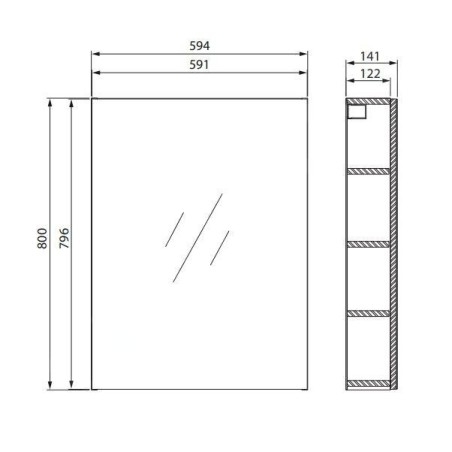 Cersanit City - Armoire à miroir, 80x59x14 cm, 1 porte, charnières G/D, blanc S584-024-DSM