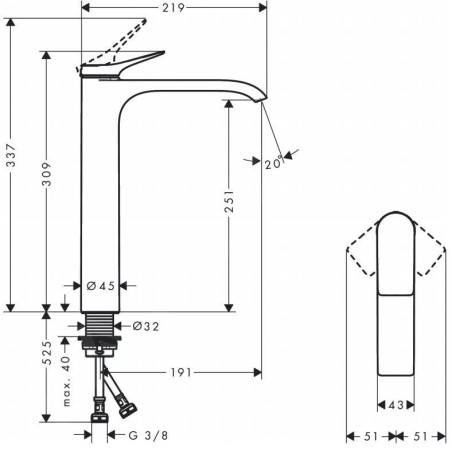 Hansgrohe Vivenis - Mitigeur de lavabo 250, EcoSmart, chrome 75042000