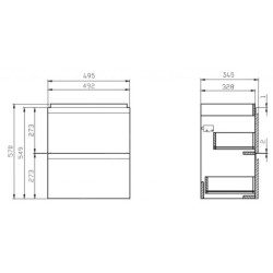 Cersanit Moduo - Meuble-lavabo, 57x50x35cm, 2 tiroirs, blanc S590-006-DSM
