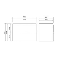 Cersanit Moduo - Meuble-lavabo, 57x80x45cm, 2 tiroirs, blanc S590-008-DSM