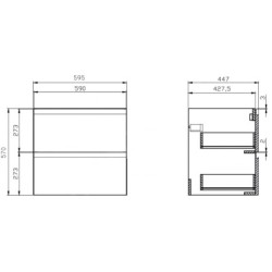 Cersanit Moduo - Meuble-lavabo, 57x60x45cm, 2 tiroirs, blanc S590-010-DSM
