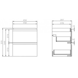 Cersanit Moduo - Meuble-lavabo, 57x49x40cm, 2 tiroirs, gris S590-011-DSM