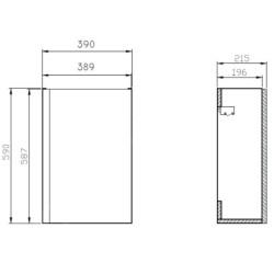 Cersanit Moduo - Meuble-lavabo, 59x39x22 cm, 1 porte, charnières G/D, blanc S590-014-DSM