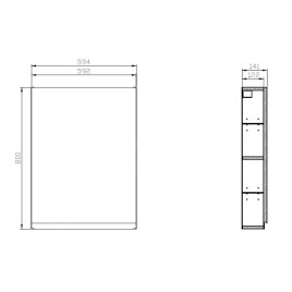 Cersanit Moduo - Armoire 80x59x14 cm, 1 porte, charnières G/D, gris S590-015-DSM