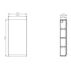 Cersanit Moduo - Armoire 80x40x14 cm, 1 porte, charnières G/D, gris S590-021