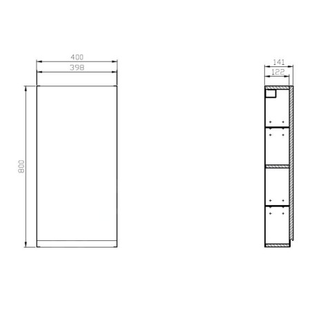 Cersanit Moduo - Armoire 80x40x14 cm, 1 porte, charnières G/D, gris S590-021