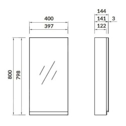 Cersanit Moduo - Armoire à miroir, 80x40x14 cm, 1 porte, charnières G/D, gris S590-033-DSM