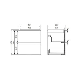 Cersanit Moduo - Meuble-lavabo, 57x49x40cm, 2 tiroirs, anthracite S590-079