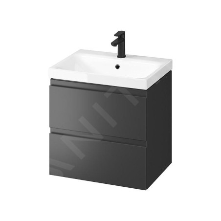 Cersanit Moduo - Meuble-lavabo, 57x60x45cm, 2 tiroirs, anthracite S590-080