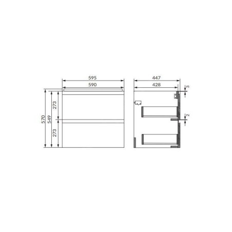 Cersanit Moduo - Meuble-lavabo, 57x60x45cm, 2 tiroirs, anthracite S590-080