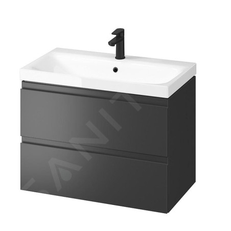 Cersanit Moduo - Meuble-lavabo, 57x80x45cm, 2 tiroirs, anthracite S590-081
