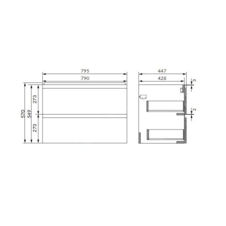 Cersanit Moduo - Meuble-lavabo, 57x80x45cm, 2 tiroirs, anthracite S590-081