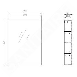 Cersanit Moduo - Armoire à miroir, 80x60x14 cm, 1 porte, charnières G/D, anthracite S590-085