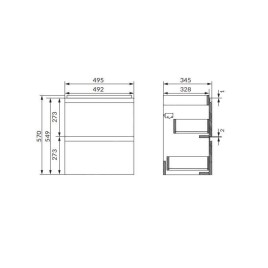 Cersanit Moduo - Meuble-lavabo, 57x50x35cm, 2 tiroirs, anthracite S590-087