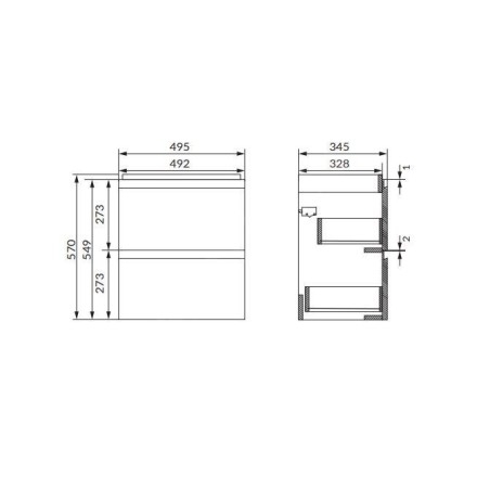 Cersanit Moduo - Meuble-lavabo, 57x50x35cm, 2 tiroirs, anthracite S590-087