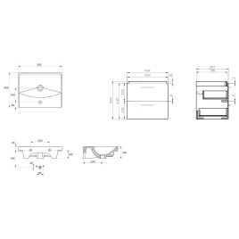 Cersanit Lara - Meuble avec lavabo, 46x49x40 cm, 2 tiroirs, blanc S801-141-DSM