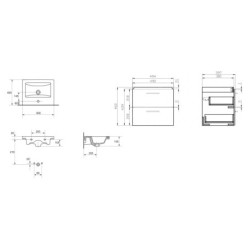Cersanit Lara - Meuble avec lavabo, 46x49x40 cm, 2 tiroirs, noyer S801-153-DSM
