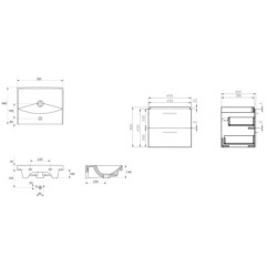 Cersanit Lara - Meuble avec lavabo, 46x49x40 cm, 2 tiroirs, noyer S801-155-DSM