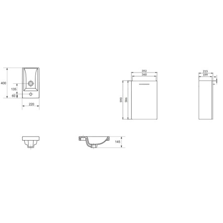 Cersanit Lara - Meuble avec lavabo, 59x39x22 cm, 1 porte, charnières G/D, blanc S801-187-DSM