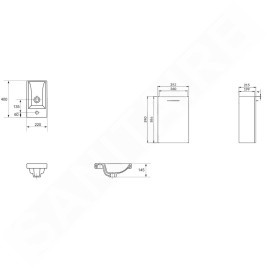 Cersanit Lara - Meuble avec lavabo, 59x39x22 cm, 1 porte, charnières G/D, noyer S801-188-DSM