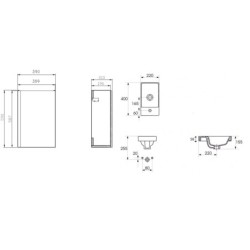 Cersanit Moduo - Meuble avec lavabo, 59x39x22 cm, 1 porte, charnières G/D, gris S801-217-DSM