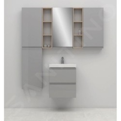 Cersanit Moduo - Meuble avec lavabo, 57x49x40 cm, 2 tiroirs, gris S801-219-DSM