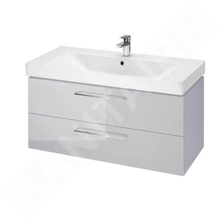Cersanit Lara - Meuble avec lavabo, 46x99x45 cm, 2 tiroirs, gris S801-332-DSM