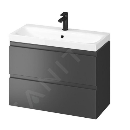 Cersanit Moduo - Meuble avec lavabo, 57x80x38 cm, 2 tiroirs, anthracite S801-468-DSM
