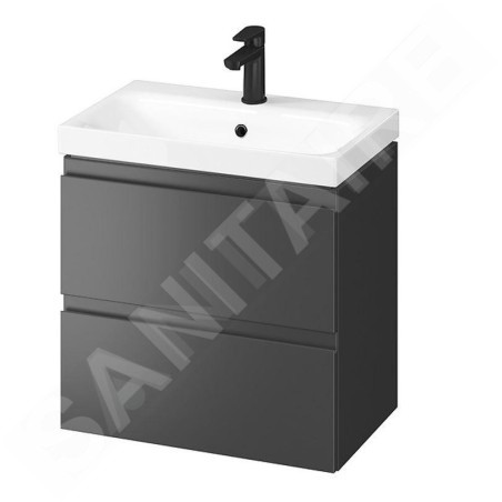 Cersanit Moduo - Meuble avec lavabo, 57x60x38 cm, 2 tiroirs, anthracite S801-469-DSM