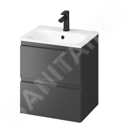 Cersanit Moduo - Meuble avec lavabo, 57x49x40 cm, 2 tiroirs, anthracite S801-471-DSM
