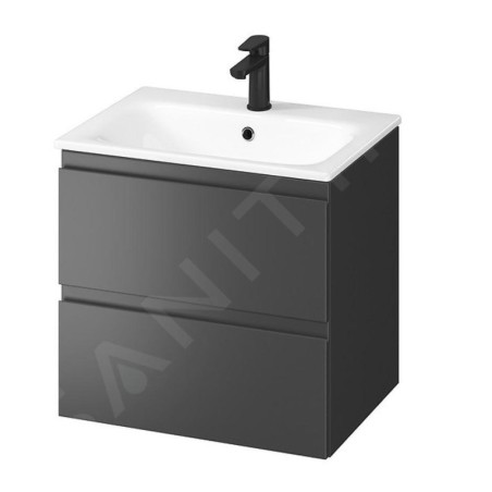 Cersanit Moduo - Meuble avec lavabo, 57x60x45 cm, 2 tiroirs, anthracite S801-472-DSM